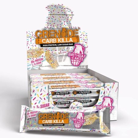 Grenade Carb Killa High Protein and Low Carb Bar 60g - Pack of 12 Birthday Cake