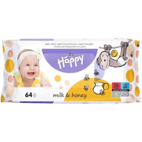 Bella Baby Happy Wet Wipes Milk & Honey 64 Pieces
