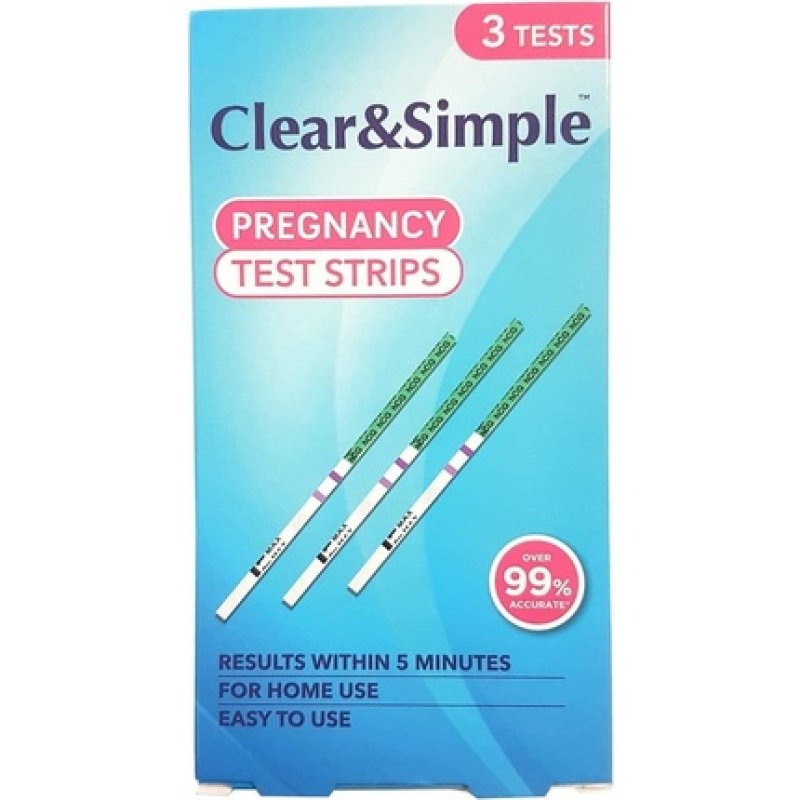 Clear and Simple HCG Pregnancy Test Strips - Pack of 3