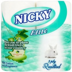 Toilet Rolls Nicky 3 Ply White - 10 Packs Of 4 Rolls 40 Toilet Rolls In Total