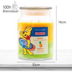 Haribo Exotic Scented Candle in Glass with Lid - Fruity Pineapple Mango Lime
