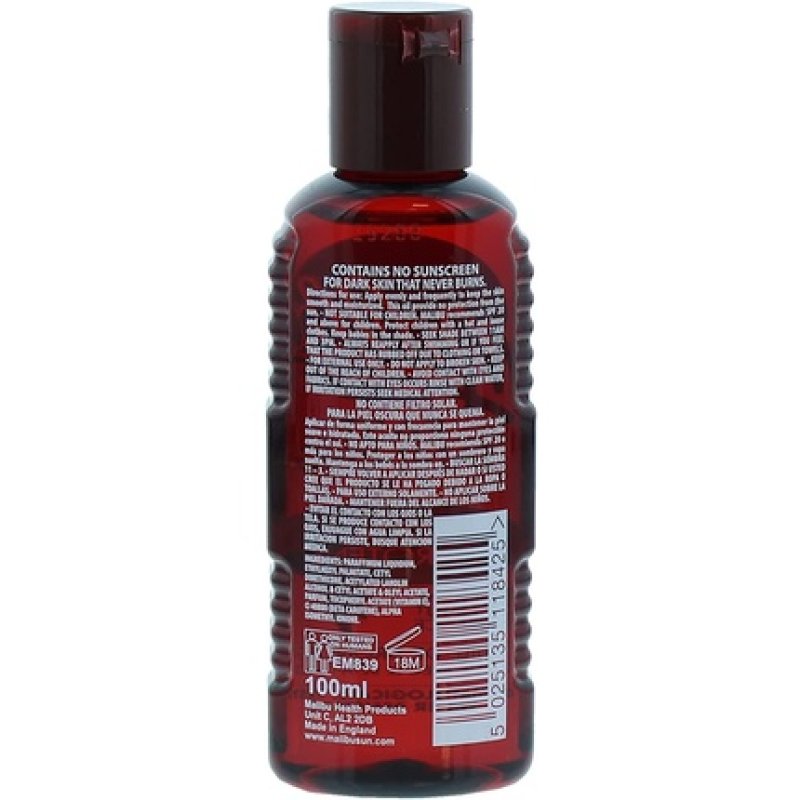 Malibu Sun Bronzing Fast Tanning Oil with Beta Carotene and Tropical Coconut Fragrance 100ml