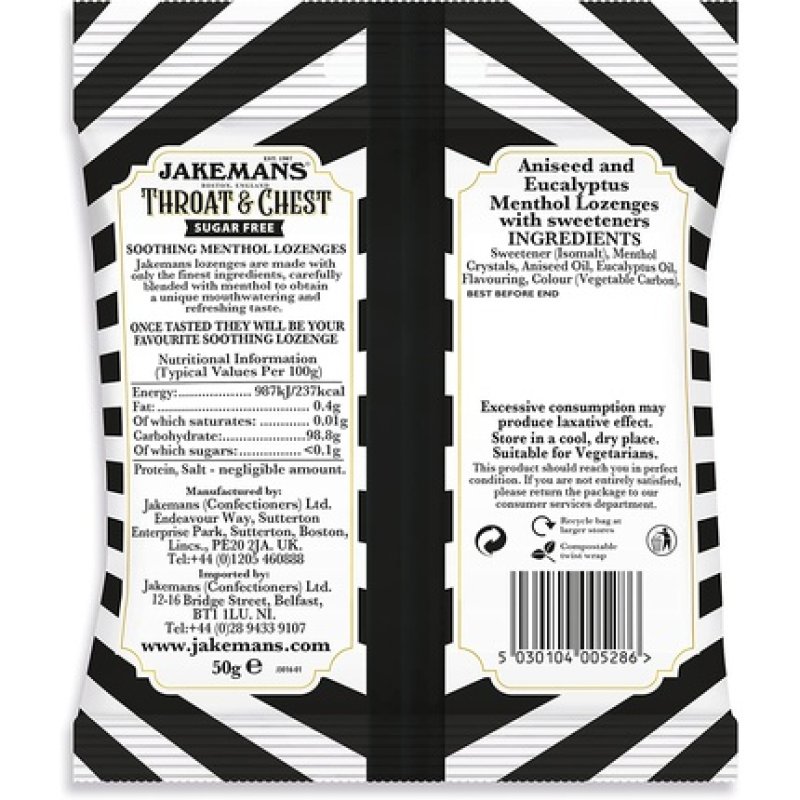 Jakemans Throat & Chest Sugar Free 50g