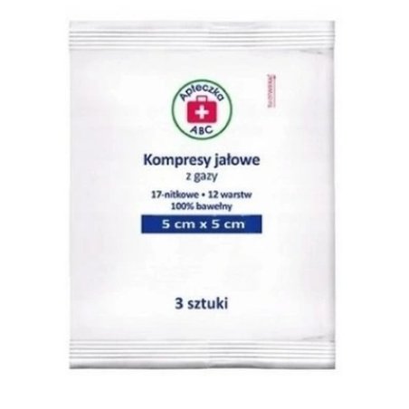 Abc First Aid Kit Sterile Gauze Swabs, 5x5 Cm, 3 Pieces, 12 Layers, Long Validity