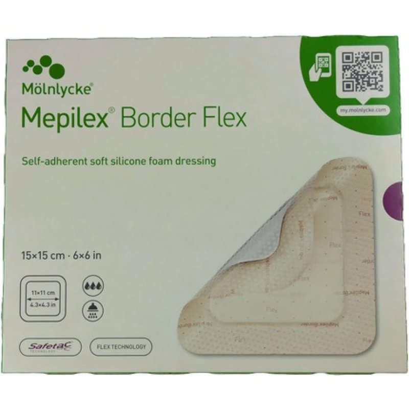 Mepilex Border Flex 15x15 cm Self-Adherent Soft Silicone Dressing - Pack of 5