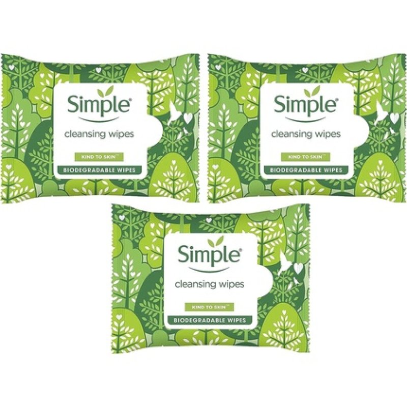 Simple Kind to Skin Biodegradable Cleansing Wipes 20 Count