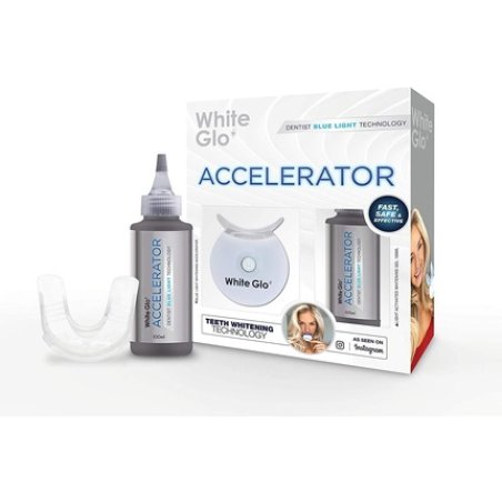 White Glo Accelerator Professional Teeth Whitening Kit with LED Light and Blue Light Activated Gel - 10 Minute Timer,