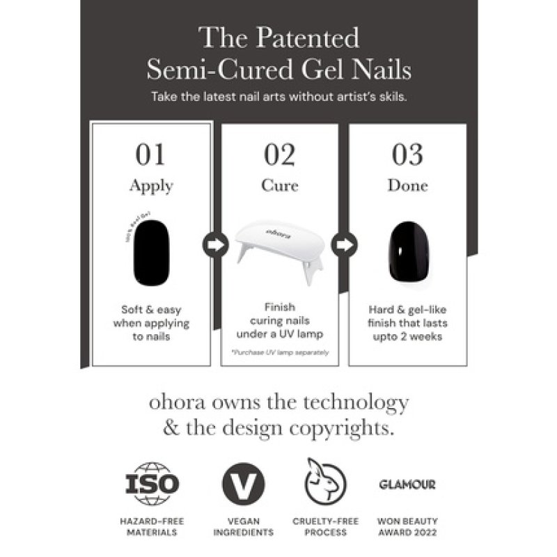 ohora Semi Cured Gel Pedi Strips Cobalt Blue - Salon-Quality Long Lasting Easy to Apply & Remove Includes 2 Prep Pads