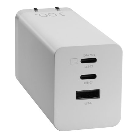 Multiport-Ladegerät AC100-02, EU UK (weiß, 100 Watt, 2x USB-C USB-A)