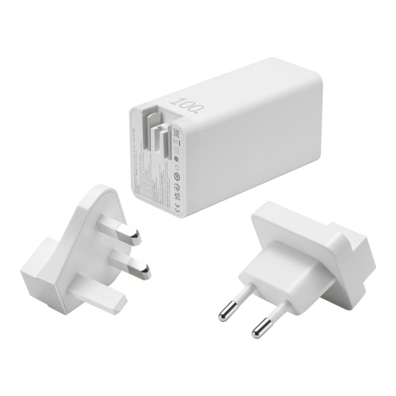 Multiport-Ladegerät AC100-02, EU UK (weiß, 100 Watt, 2x USB-C USB-A)