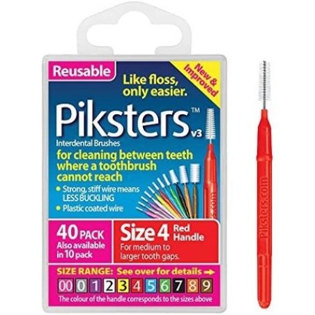 Piksters Interdental Brushes Size 4 Red 40 Count