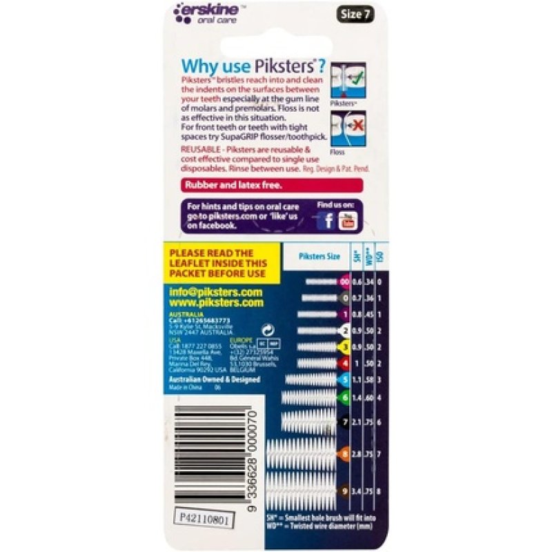 Piksters Interdental Brushes Size 7 Black 1 Count - Pack of 7