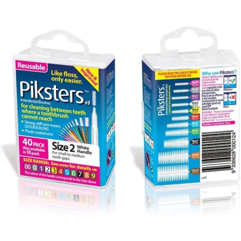 Piksters Interdental Brushes Size 2 White 40 Count