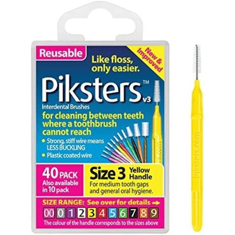 Piksters Interdental Brushes Size 3 Yellow 40 Count