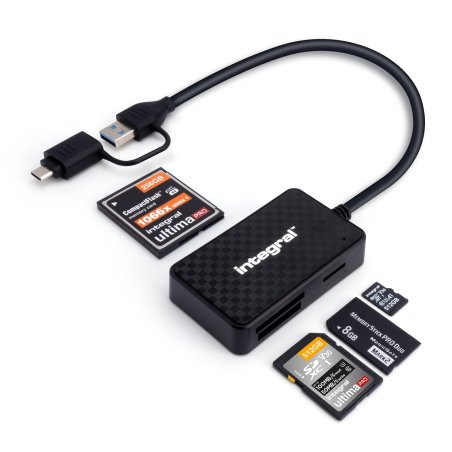 Integral USB3.2 GEN1 3.1 GEN1 3.0 CARDR EADER TYPE A & TYPE C MULTI SLOT SD MSD CF MS WITH 30CM CABLE RETAIL