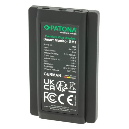 PATONA 4199 Moniteur de caméra 10,1 cm (3.97") Noir 480 x 800 pixels Écran tactile