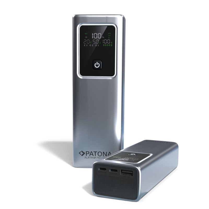 PATONA Platinum Powerbank Luxury One PD100 | 20000mAh | PD 100W | USB-C USB-A Silver Black