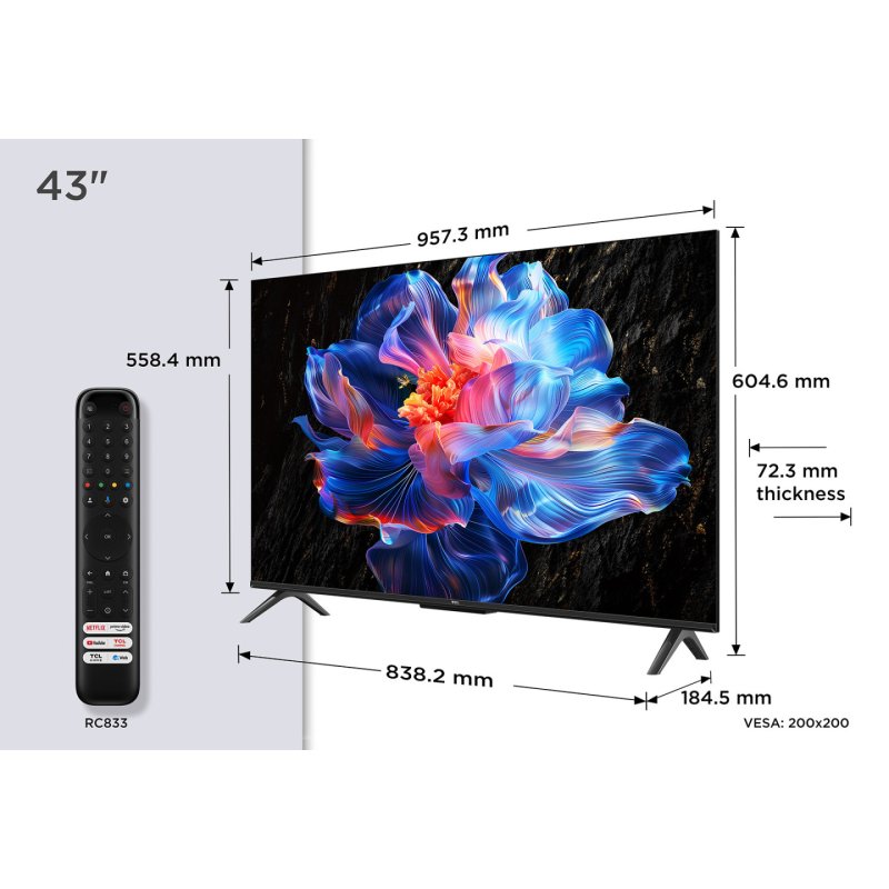 TCL V6C 43V6C TV 109.2 cm (43 ) 4K Ultra HD Smart TV Wi-Fi Metallic 260 cd/m2