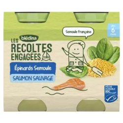 Bledina Dedicated Harvests Spinach Semolina Salmon for 6 Months - 2 Jars