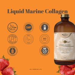 Marine Collagen Type I with Hyaluronic Acid, Biotin, Vitamins B & C Strawberry 480ml