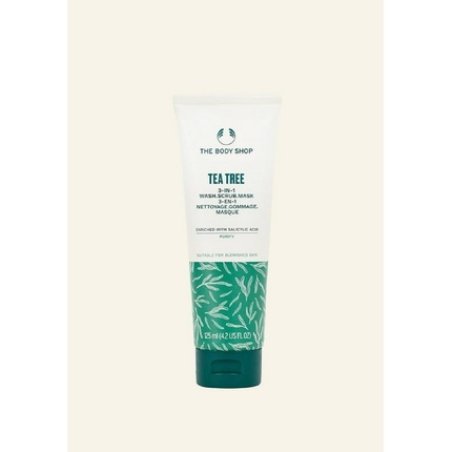 The Body Shop Tea Tree 3-in-1 Wash Scrub Mask 125ml Oil-Free Blemished Skin Vegan