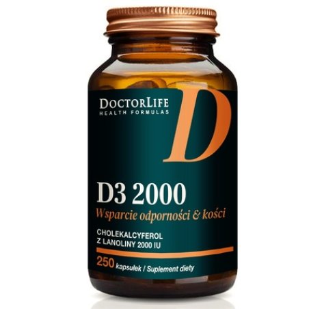 Doctor Life Doctor Lifed3 2000 Cholecalciferol From Lanolin 2000 Iu Dietary Supplement 250 Capsules
