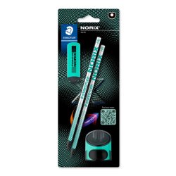 Staedtler - NORIX Pencil Set, 2 pencils, eraser and sharpener - Green (181 SBK2-2)
