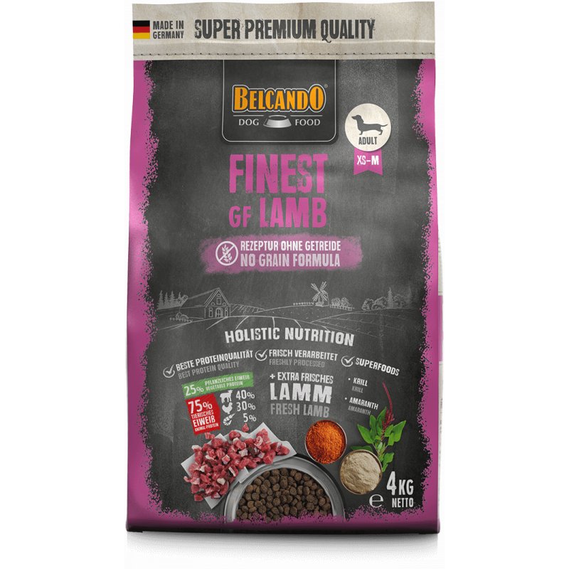 Belcando 556415 Alimentation sèche pour chiens 4 kg Adulte Krill oil, Agneau, Volaille