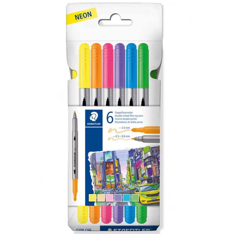 Staedtler - Dual-Tip Markers , 6 Assorted (3200 C6F)