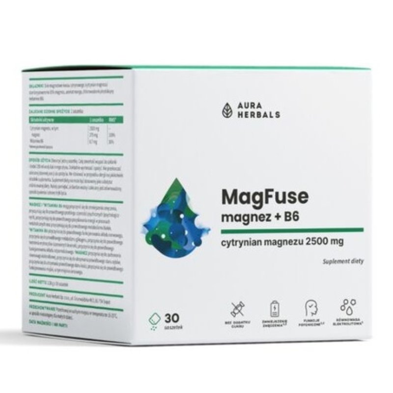 Aura Herbals Magfuse Magnesium B6 30 Sachets