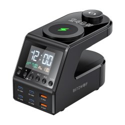 Blitzwolf BW-FW10 alarm clock with charger 2xUSB-A, 4xUSB-C, 240W