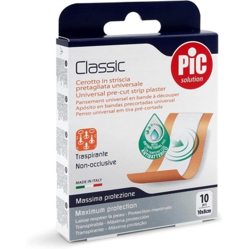 Pic Classic Breathable Plaster Strip 10X8 cm - Pack of 10