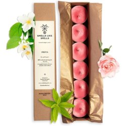 SMELLS LIKE SPELLS Scented Tealight Candles Made from Soy Wax - Pack of 6 Red