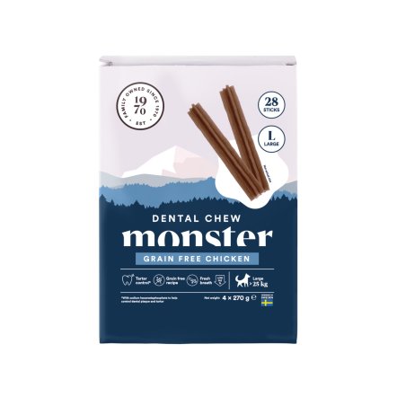 Monster Pet Food - Dog Dental Chew Grain Free Chicken - Large - 1080 g (28 pcs)