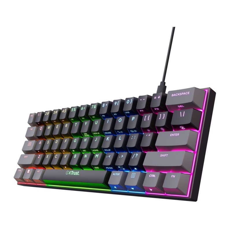 Trust GXT 867 Acira clavier Gaming USB QWERTY Nordique Noir, Gris