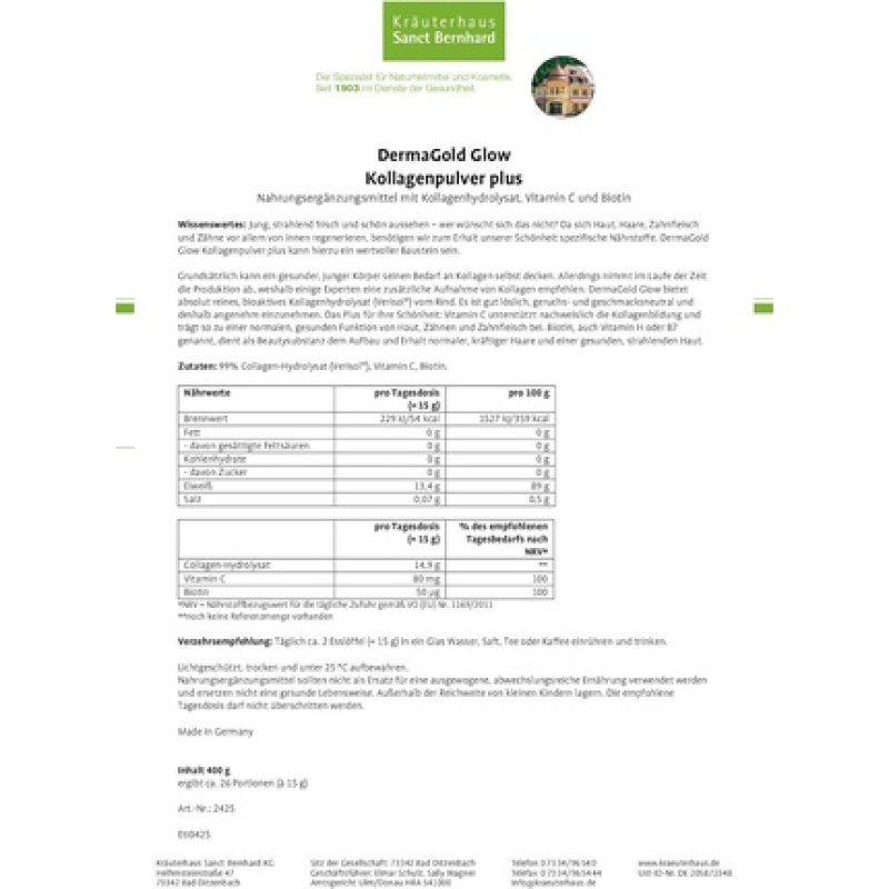 Dermagold Glow Collagen Powder Plus 400g with Collagen Hydrolysate and Vitamin C