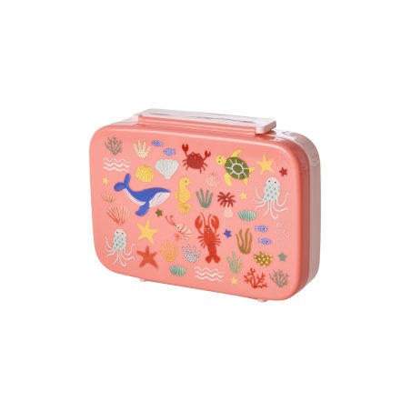 Rice - Plastic Lunchbox with 6 Rooms - Coral Ocean Print - Coral