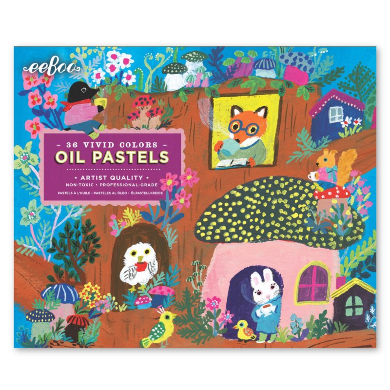 Eeboo - Oil Pastels 36 pcs - Yumi's Mushroom House (EPAS174)