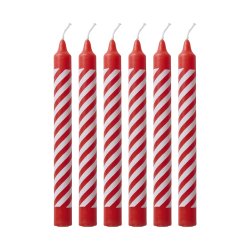 Rice - Candles with Candy Stripes - Red and White - Small