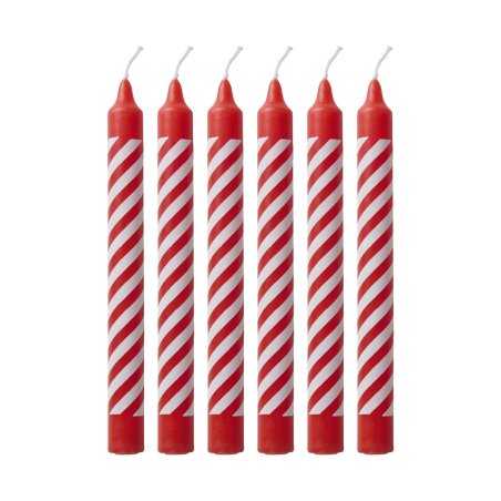 Rice - Candles with Candy Stripes - Red and White - Small
