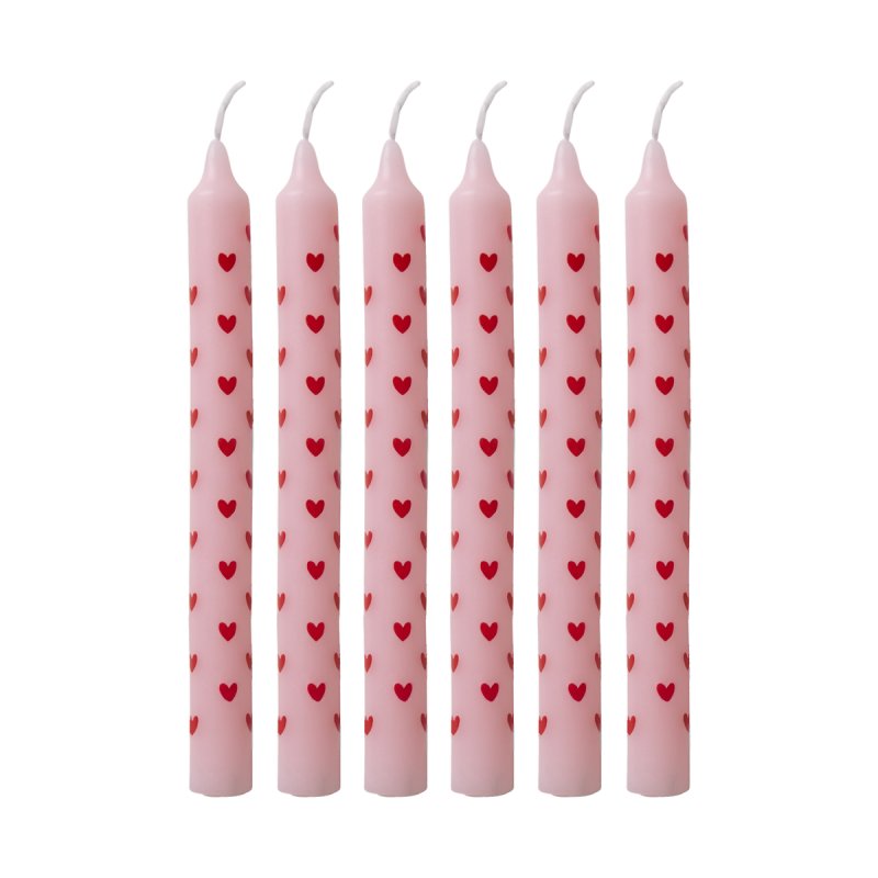 Rice - Candles with Heart Print - Red - Small