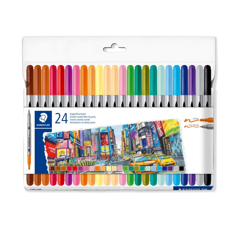 Staedtler - Dual-Tip Markers, 24 pcs. Assorted (3200 C24P)