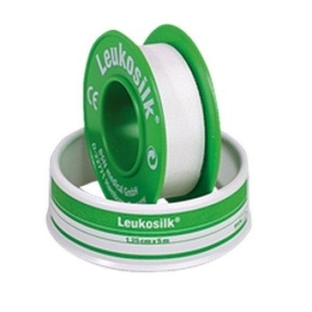 BSN Leukosilk Self-Adhesive Bandage Tape 500cm x 1.25cm - Green/White - CE Standard - 1 Roll