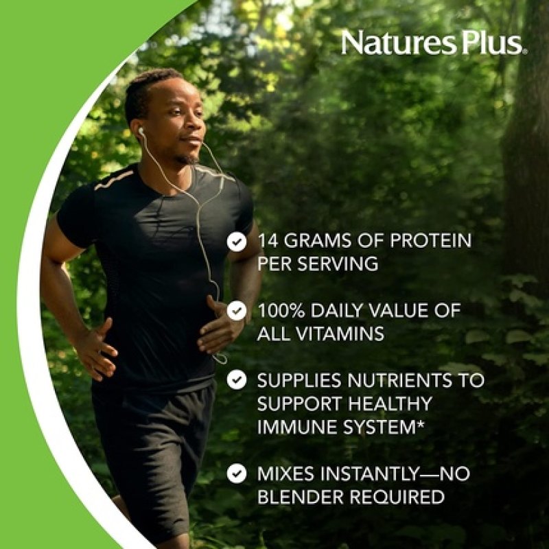 NaturesPlus SPIRU-TEIN Vanilla Spirulina Protein Powder with Vitamins and Minerals for Energy 1.06 lbs - 16 Servings