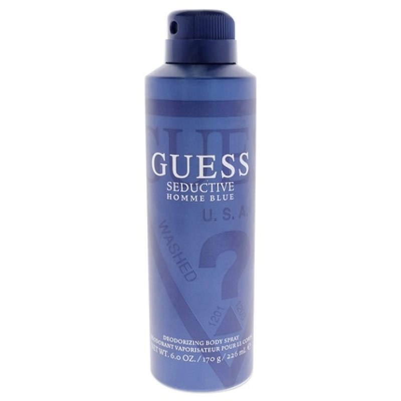 Guess Seductive Homme Blue Men Body Spray 6oz Silver/Navy