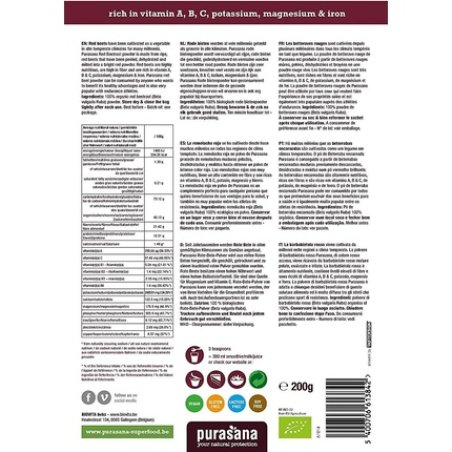 Purasana Super Food 200g Vegetarian 100% Natural Supplement - Red Beet