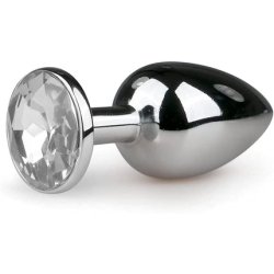 EasyToys Anal Collection Silver Anal Plug with Crystal 7.2cm Small Metal Butt Plug