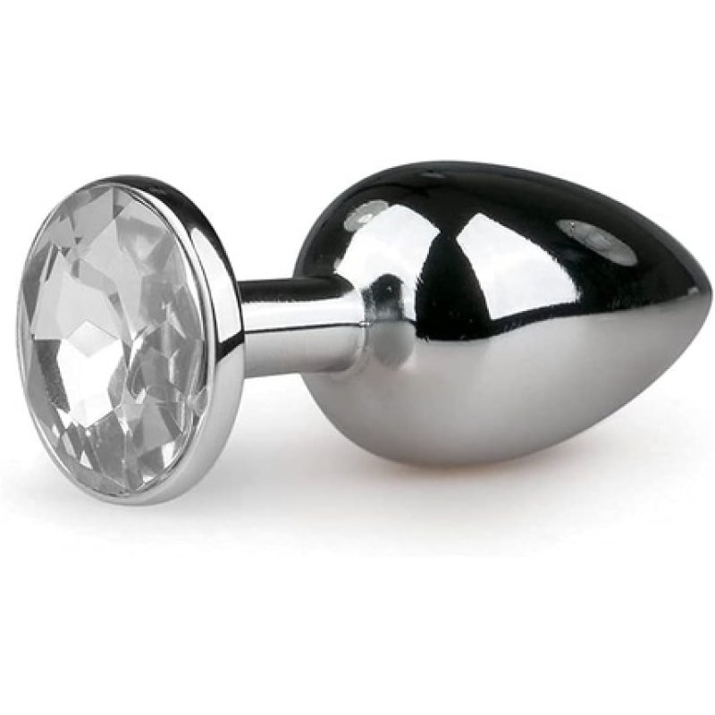 EasyToys Anal Collection Silver Anal Plug with Crystal 7.2cm Small Metal Butt Plug