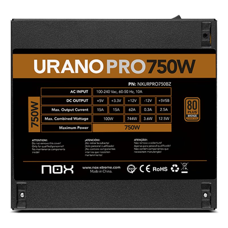 FUENTE ALIMENTACION ATX NOX URANO PRO 750W BRONZE