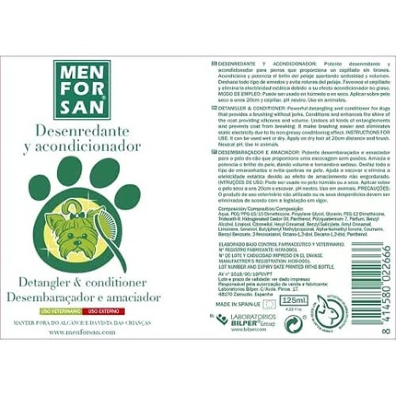 Menforsan Detangler And Conditioner 125ml